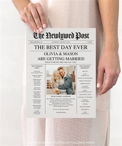 newspaper wedding program|wedding programs front page.